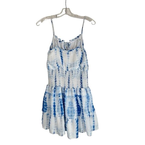 Bebe Dress Womens Size XXS Blue Tie Dye Tiered Smocked Mini Beach Boho Summer - Picture 3 of 8